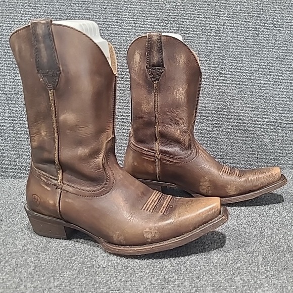 Ariat Rambler Brown Bomber‎ Distressed Snip Toe Cowboy Boots Mens 8.5 EE - Picture 3 of 13
